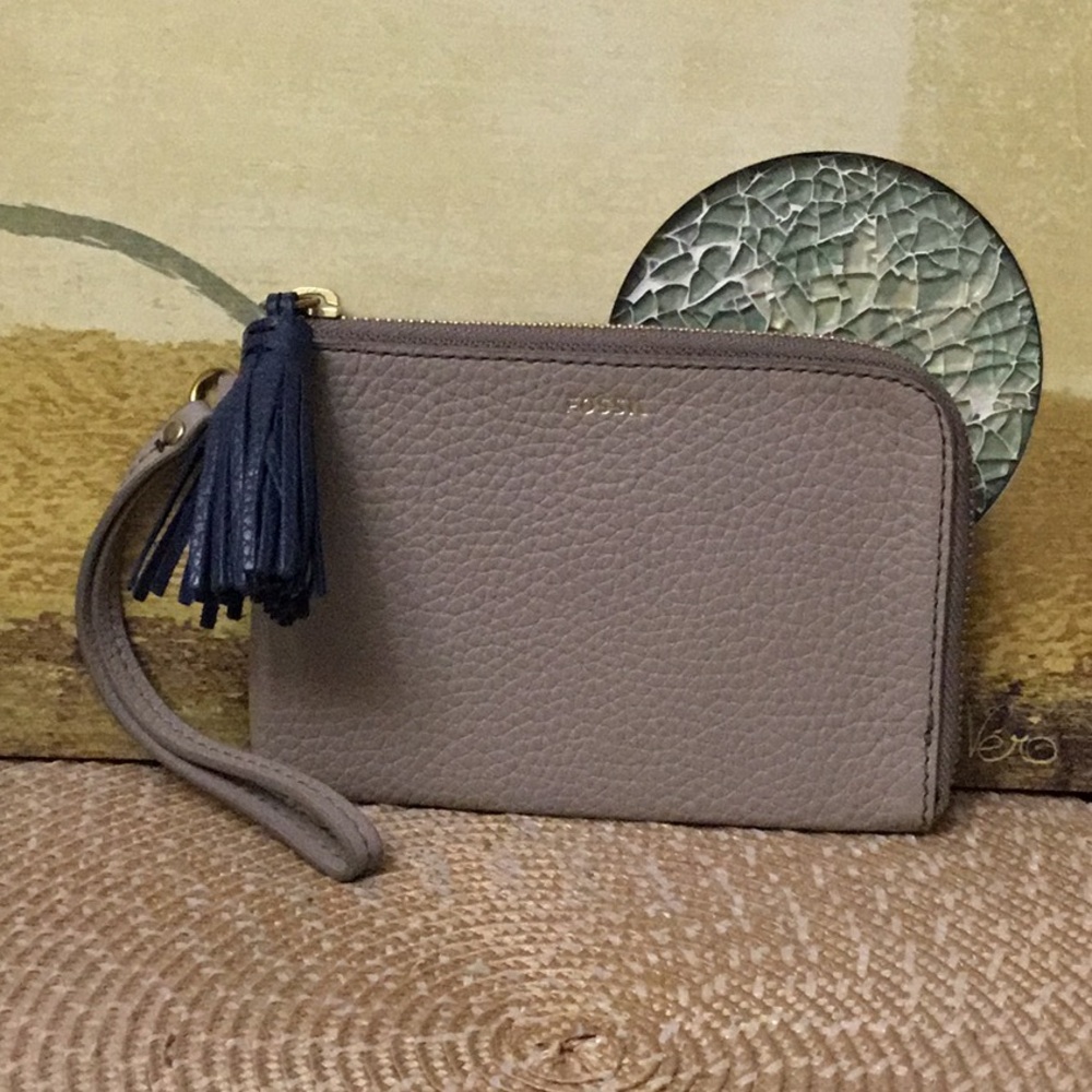 Fossil  Leather Wristlet with Tassel Accent